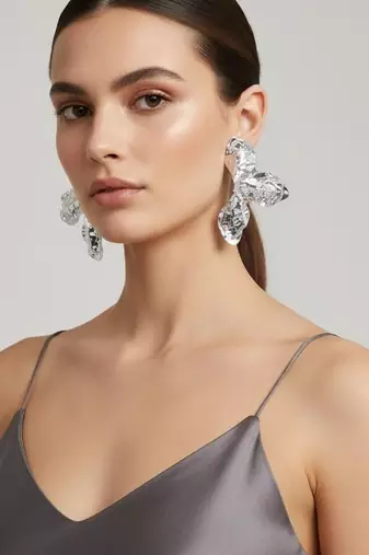Silver look at me bloom earrings