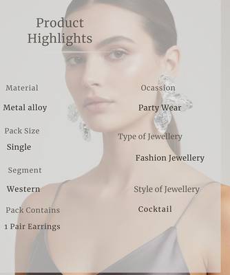 Hammered Floral Statement Earrings | Silver toned Party Wear Jewellery 4