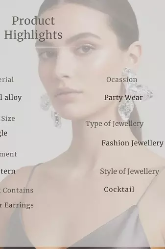 Hammered Floral Statement Earrings | Silver toned Party Wear Jewellery