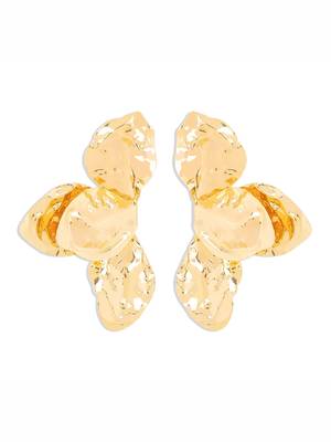 Hammered Floral Statement Earrings | Gold Plated Party Wear Jewellery 3
