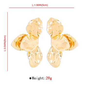 Hammered Floral Statement Earrings | Gold Plated Party Wear Jewellery 4