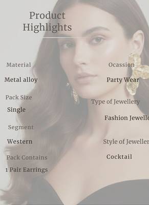 Hammered Floral Statement Earrings | Gold Plated Party Wear Jewellery 5
