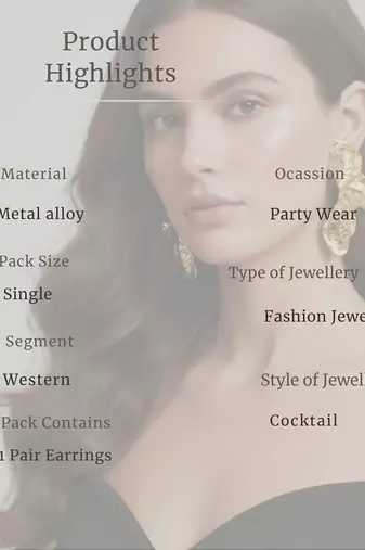 Hammered Floral Statement Earrings | Gold Plated Party Wear Jewellery