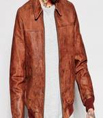 Men's leather jacket biker real lambskin motorcycle rib jacket genuine leather