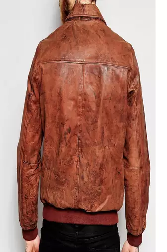 men's black real lambskin leather ribbed biker jacket