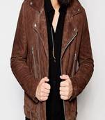 Men's 100% lambskin leather jacket biker motorcycle suede leather jacket