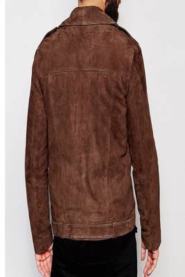 men's black 100% lambskin suede motorcycle biker jacket 2