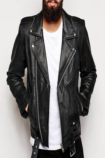 men's black genuine lambskin leather motorcycle biker jacket premium