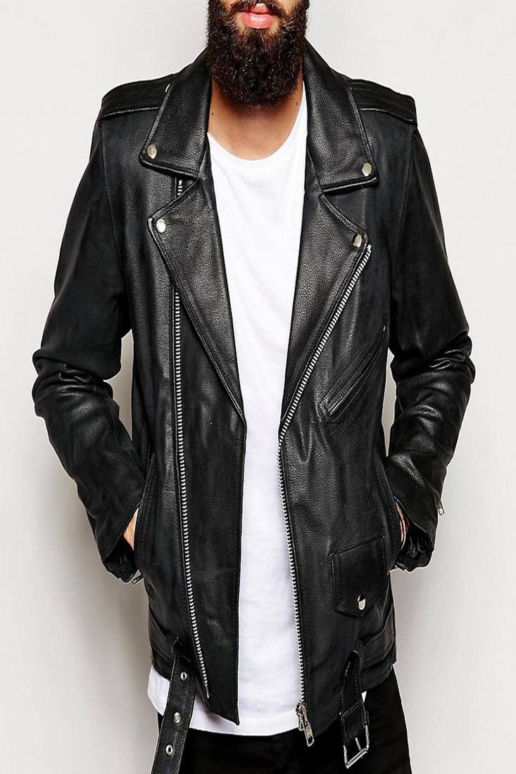 Men's leather jacket biker real lambskin motorcycle black jacket genuine leather