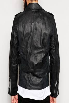 men's black genuine lambskin leather motorcycle biker jacket premium 2