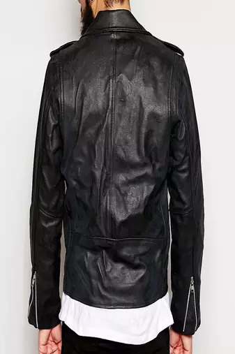 men's black genuine lambskin leather motorcycle biker jacket premium