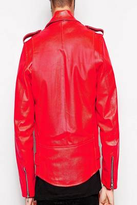 men's red genuine lambskin leather classic motorcycle jacket 2