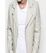 Men's motorcycle leather jacket genuine lambskin leather white biker jacket