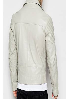 men's white lambskin leather biker jacket classic moto zip style 2