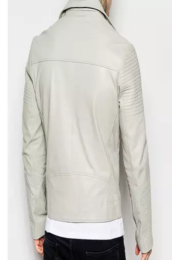 men's white lambskin leather biker jacket classic moto zip style