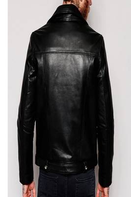 men's black lambskin leather biker jacket classic moto zip style 2