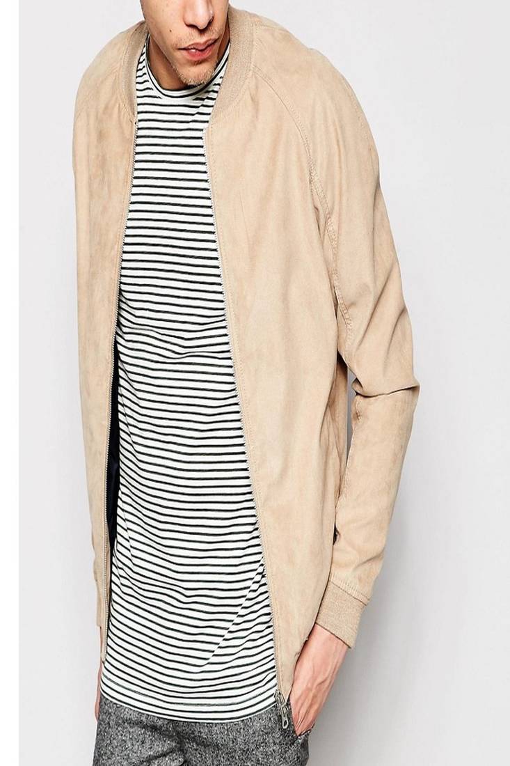 Men's motorcycle leather jacket genuine lambskin beige suede leather bomber jacket