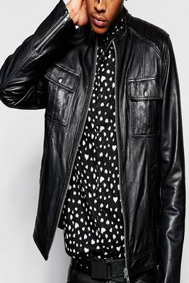 men's black lambskin leather biker jacket classic moto zip style premium 1