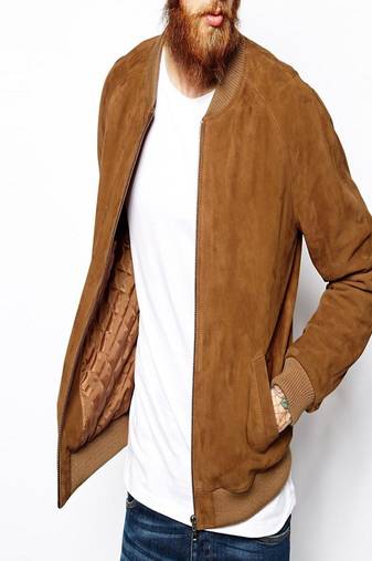 Men's motorcycle leather jacket genuine lambskin gold suede bomber leather style jacket