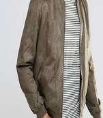 Men's bomber leather jacket genuine lambskin leather grey biker