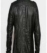 Men's real lambskin leather shirt full sleeves leather snap button black shirt