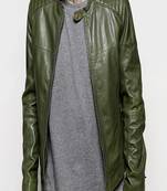 Men's leather jacket biker real lambskin motorcycle quilted shoulder jacket