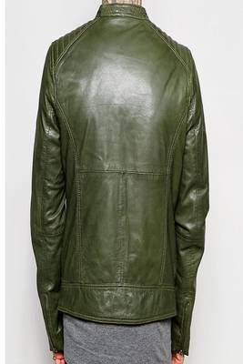 men's genuine lambskin leather biker jacket quilted shoulder detailing 2