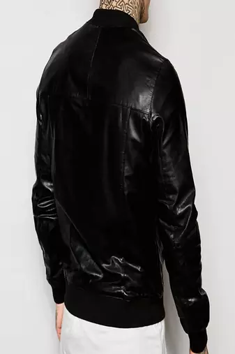 men's black premium lambskin leather jacket long sleeve design