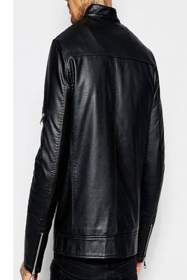 men's black premium lambskin leather jacket long sleeve design premium 2