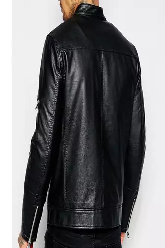 men's black premium lambskin leather jacket long sleeve design premium