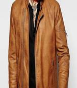 Men's motorcycle leather jacket brown genuine lambskin  leather style jacket