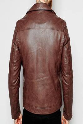 men's brown lambskin leather biker jacket classic moto zip style premium 2