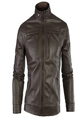 men's brown premium lambskin leather jacket long sleeve design 1