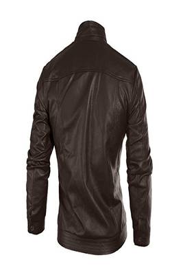 men's brown premium lambskin leather jacket long sleeve design 2