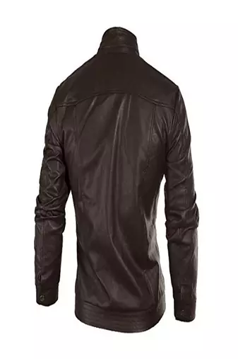 men's brown premium lambskin leather jacket long sleeve design
