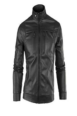 men's black premium lambskin leather jacket long sleeve design modern 1