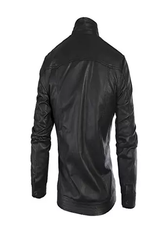 men's black premium lambskin leather jacket long sleeve design modern