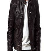 Men's leather jacket black genuine lambskin leather rider style jacket