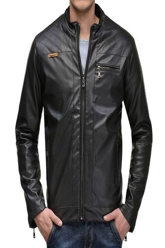 Men's leather jacket black genuine lambskin leather rider style jacket