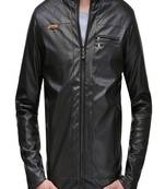 men's black lambskin leather jacket classic zip up style premium