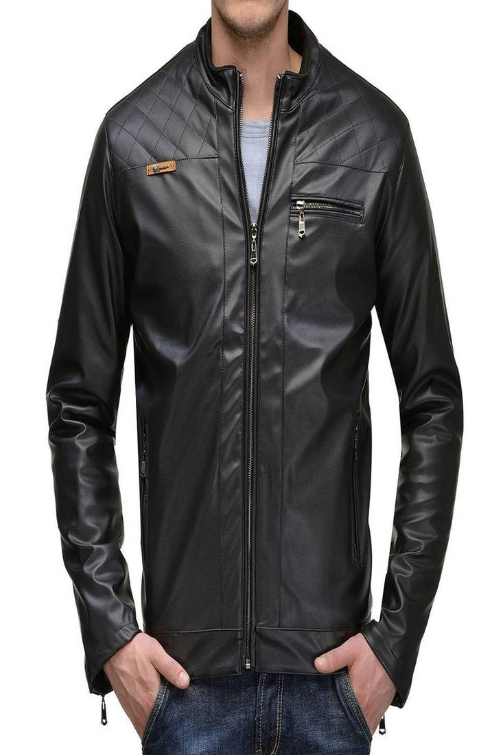 Men's leather jacket black genuine lambskin leather rider style jacket