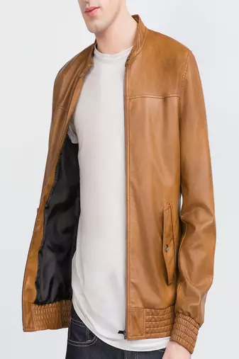 Men's leather jacket brown genuine lambskin leather rider style jacket