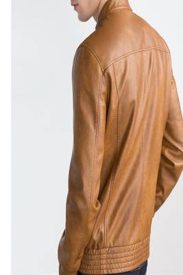 men's brown lambskin leather jacket classic zip up style 2
