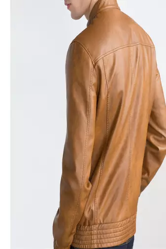 Men's leather jacket brown genuine lambskin leather rider style jacket