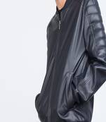 Men's leather jacket biker real lambskin motorcycle rib bombber leather jacket