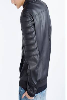 Men's leather jacket biker real lambskin motorcycle rib bombber leather jacket 2
