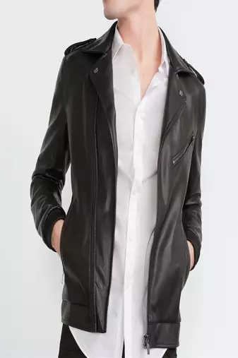 Men's black genuine lambskin leather jacket stylish casual wear-l59