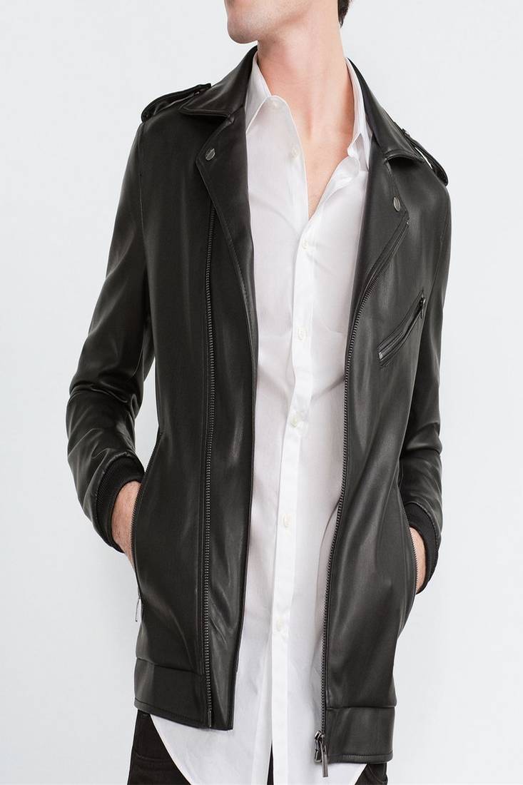 Men's black genuine lambskin leather jacket stylish casual wear-l59