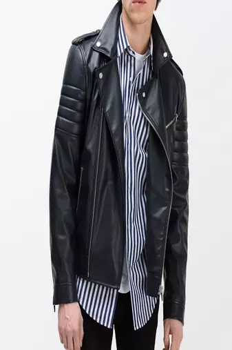 Men's black genuine lambskin leather jacket stylish casual slim fit jacket-l61