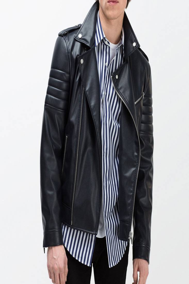 Men's black genuine lambskin leather jacket stylish casual slim fit jacket-l61